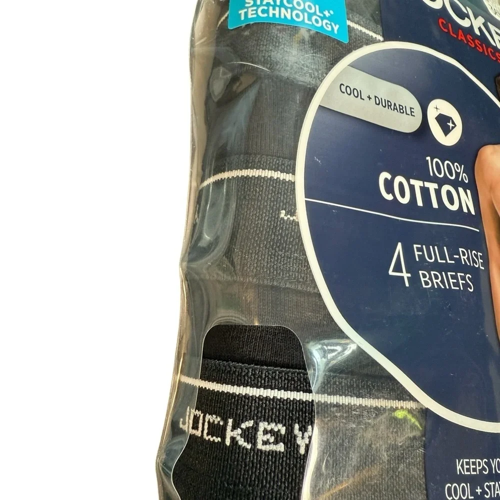 Jockey Black Cotton Full Rise Briefs Underwear Set Waist 36